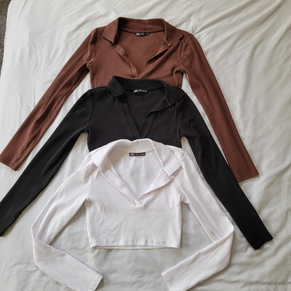 Zara crop top collared shirts